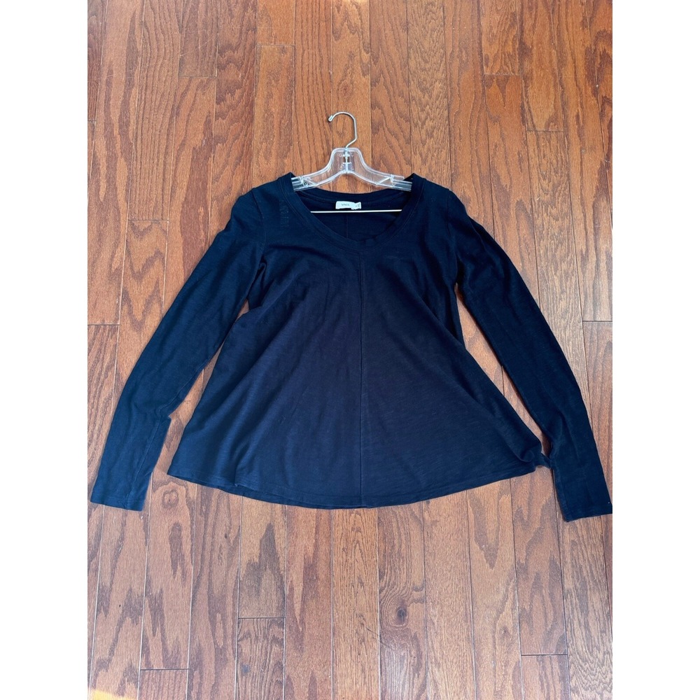 Vince Women's Sz XS Black Sheer Lightweight A-Line Long Sleeve Basics T-shirt